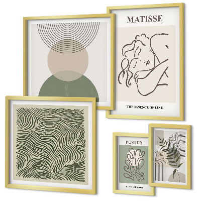 Conjunto de 5 quadros decorativos Composições minimalistas de plantas
