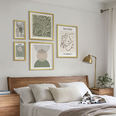 Conjunto de 5 quadros decorativos Composições minimalistas de plantas