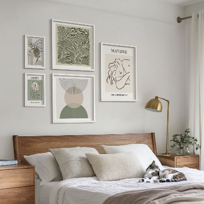 Conjunto de 5 quadros decorativos Composições minimalistas de plantas