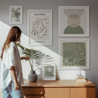 Conjunto de 5 quadros decorativos Composições minimalistas de plantas