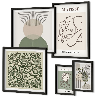 Conjunto de 5 quadros decorativos Composições minimalistas de plantas