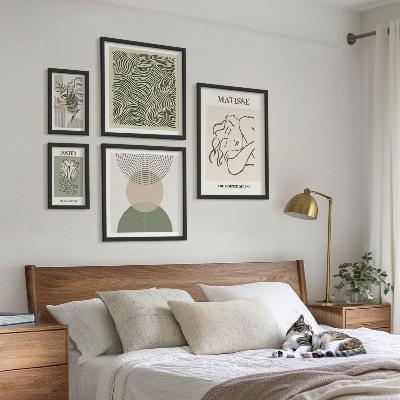 Conjunto de 5 quadros decorativos Composições minimalistas de plantas