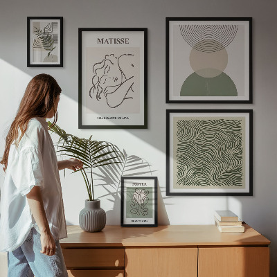 Conjunto de 5 quadros decorativos Composições minimalistas de plantas