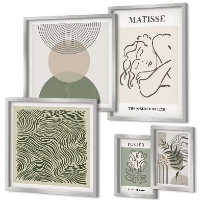 Conjunto de 5 quadros decorativos Composições minimalistas de plantas