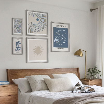 Conjunto de 5 quadros com moldura Geometria abstrata elegante