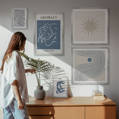 Conjunto de 5 quadros com moldura Geometria abstrata elegante