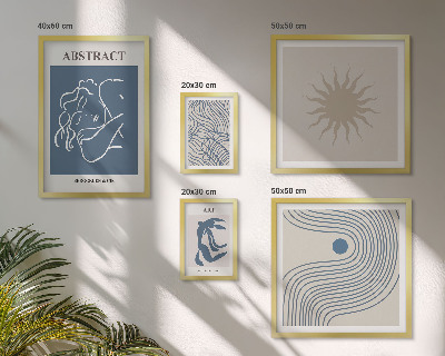 Conjunto de 5 quadros com moldura Geometria abstrata elegante
