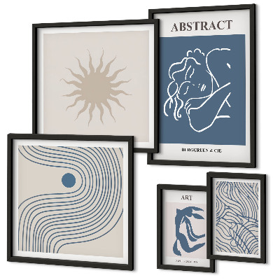 Conjunto de 5 quadros com moldura Geometria abstrata elegante