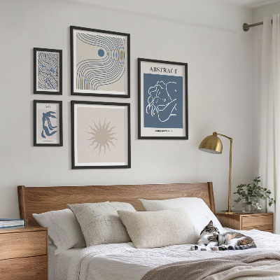 Conjunto de 5 quadros com moldura Geometria abstrata elegante