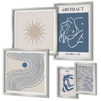 Conjunto de 5 quadros com moldura Geometria abstrata elegante