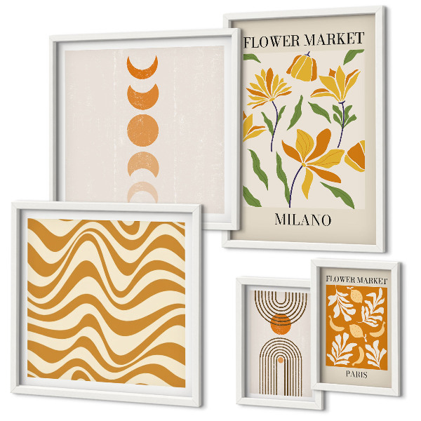 Conjunto de 5 quadros decorativos Decorações florais elegantes
