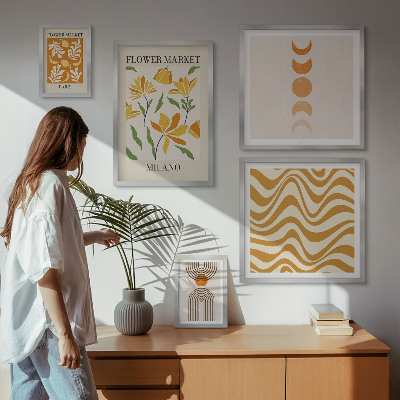 Conjunto de 5 quadros decorativos Decorações florais elegantes