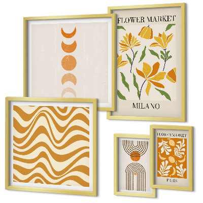 Conjunto de 5 quadros decorativos Decorações florais elegantes