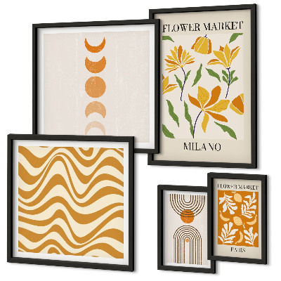 Conjunto de 5 quadros decorativos Decorações florais elegantes
