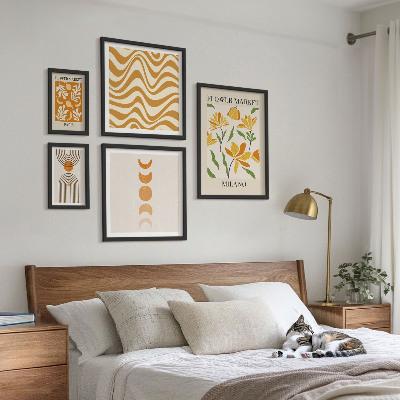 Conjunto de 5 quadros decorativos Decorações florais elegantes