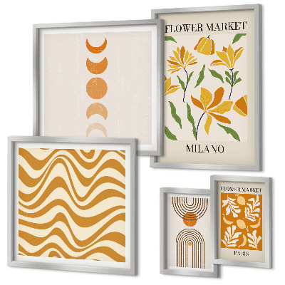 Conjunto de 5 quadros decorativos Decorações florais elegantes