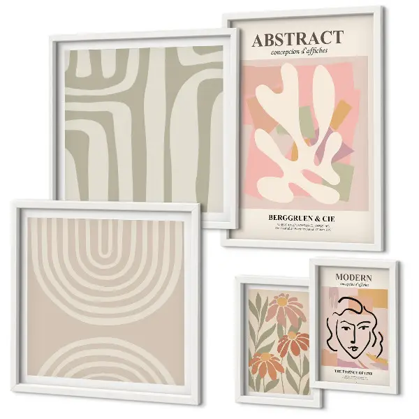 Galeria de parede com plantas abstratas estilosas