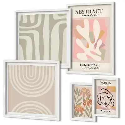 Galeria de parede com plantas abstratas estilosas