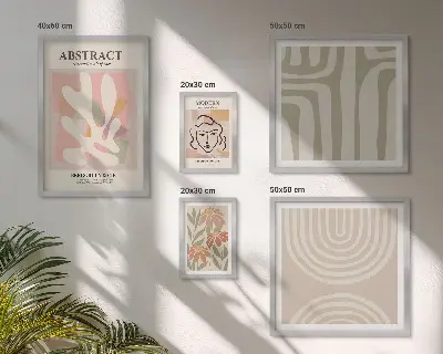 Galeria de parede com plantas abstratas estilosas