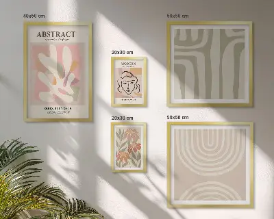 Galeria de parede com plantas abstratas estilosas