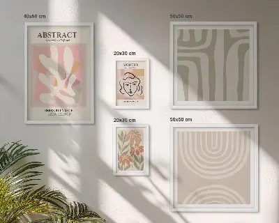 Galeria de parede com plantas abstratas estilosas