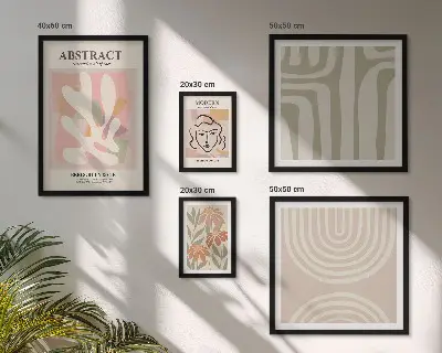 Galeria de parede com plantas abstratas estilosas