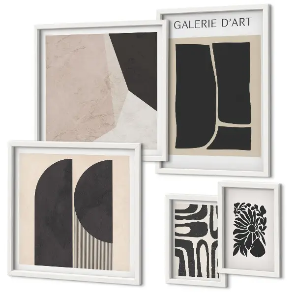 Galeria de quadros para parede com gráficos minimalistas elegantes