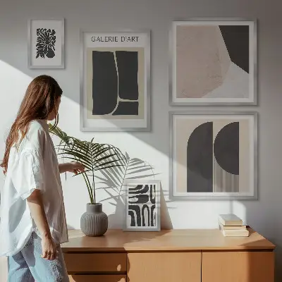 Galeria de quadros para parede com gráficos minimalistas elegantes