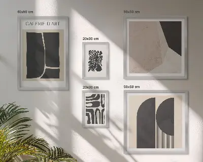 Galeria de quadros para parede com gráficos minimalistas elegantes