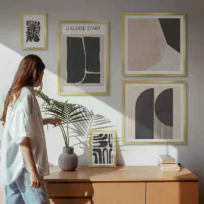 Galeria de quadros para parede com gráficos minimalistas elegantes