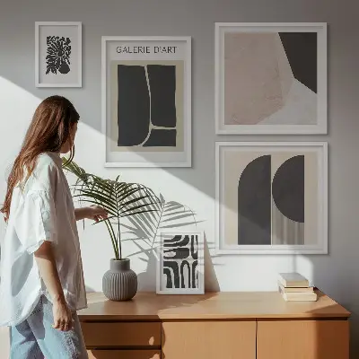 Galeria de quadros para parede com gráficos minimalistas elegantes