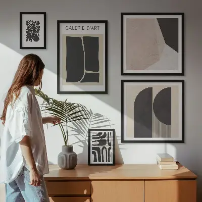 Galeria de quadros para parede com gráficos minimalistas elegantes
