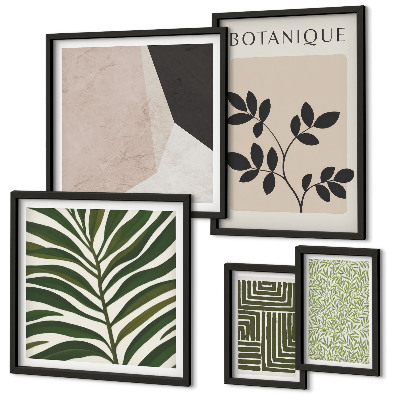 Conjunto de 5 quadros com moldura Inspirações modernas de plantas