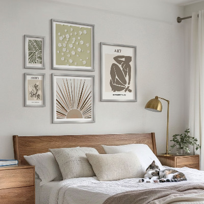 Conjunto de 5 quadros decorativos Gráficos abstratos e elegantes de plantas