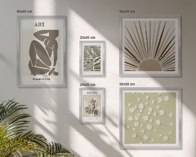 Conjunto de 5 quadros decorativos Gráficos abstratos e elegantes de plantas
