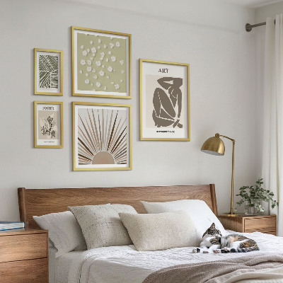 Conjunto de 5 quadros decorativos Gráficos abstratos e elegantes de plantas