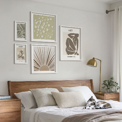 Conjunto de 5 quadros decorativos Gráficos abstratos e elegantes de plantas