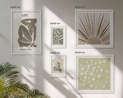 Conjunto de 5 quadros decorativos com estampas de gráficos abstratos e elegantes de plantas