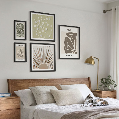 Conjunto de 5 quadros decorativos Gráficos abstratos e elegantes de plantas
