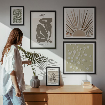 Conjunto de 5 quadros decorativos Gráficos abstratos e elegantes de plantas