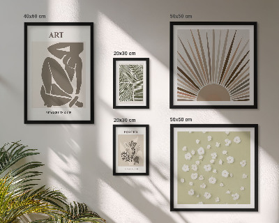 Conjunto de 5 quadros decorativos Gráficos abstratos e elegantes de plantas