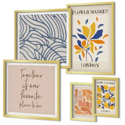 Galeria de parede motivos florais e inscrições de Londres