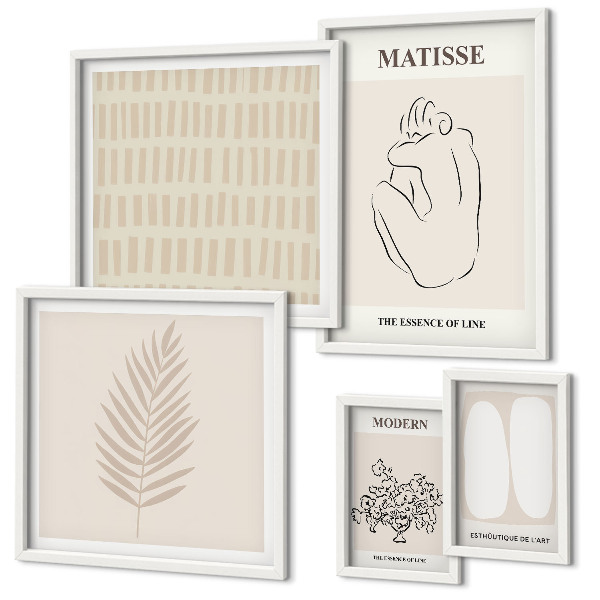 Conjunto de 5 quadros com moldura Formas de estilo minimalista