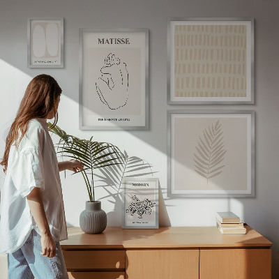Conjunto de 5 quadros com moldura Formas de estilo minimalista