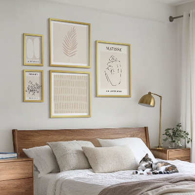 Conjunto de 5 quadros com moldura Formas de estilo minimalista