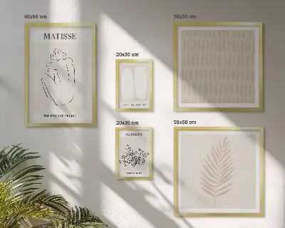 Conjunto de 5 quadros decorativos com estampas de formas minimalistas