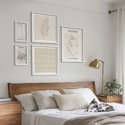 Conjunto de 5 quadros com moldura Formas de estilo minimalista