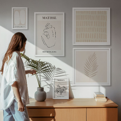 Conjunto de 5 quadros com moldura Formas de estilo minimalista