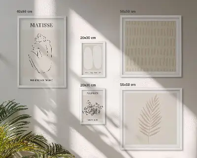 Conjunto de 5 quadros decorativos com estampas de formas minimalistas