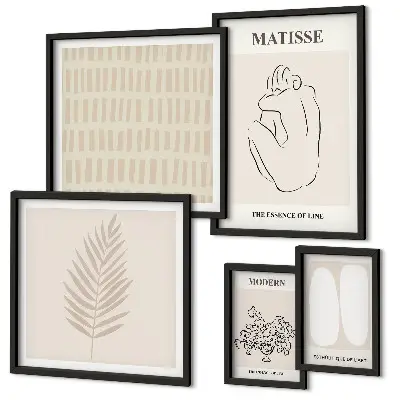 Conjunto de 5 quadros decorativos com estampas de formas minimalistas